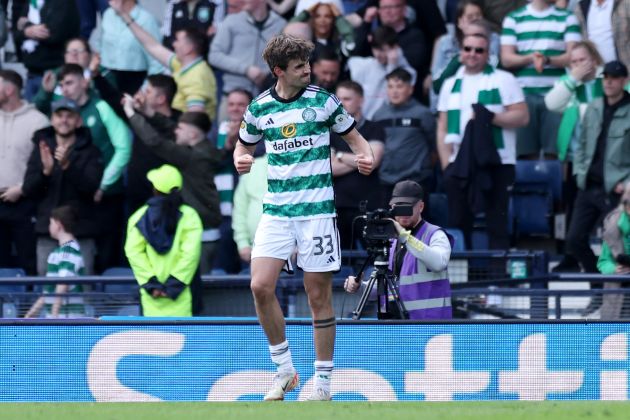 Matt O’Riley and Amy Gallacher nominated for PFA Scotland Player of the Year Matt O'Riley of Celtic celebrates
