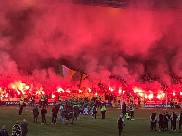 Photo: Celtic fans stunning pyro display as title sealed at Killie