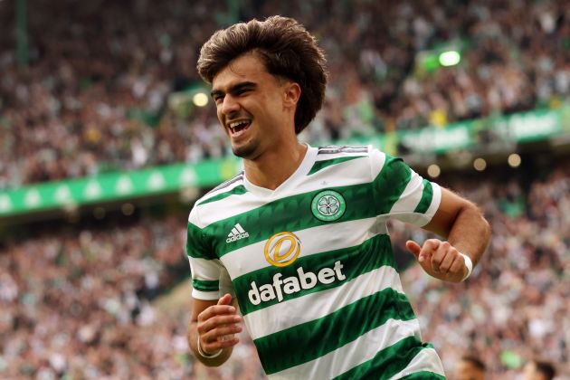 Jota celebrates his goal against the Rangers