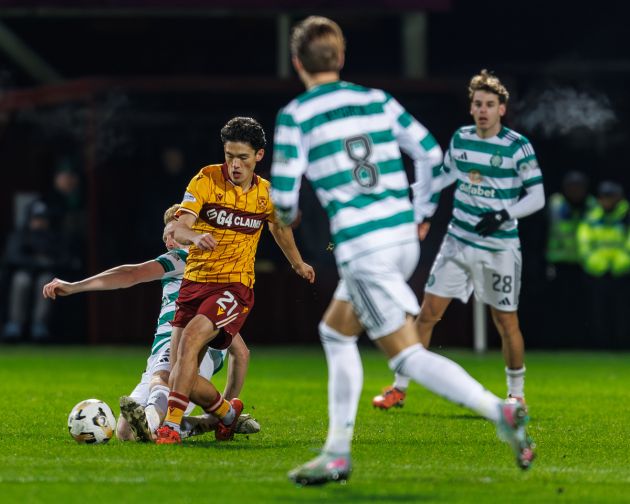 Liam Scales ackles Elijah Just of Motherwell