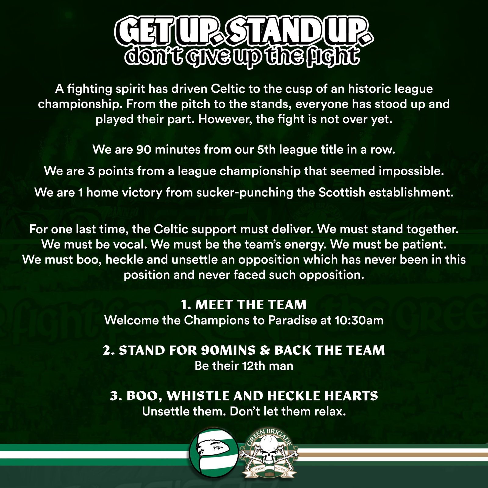 Celtic supporters announcement 