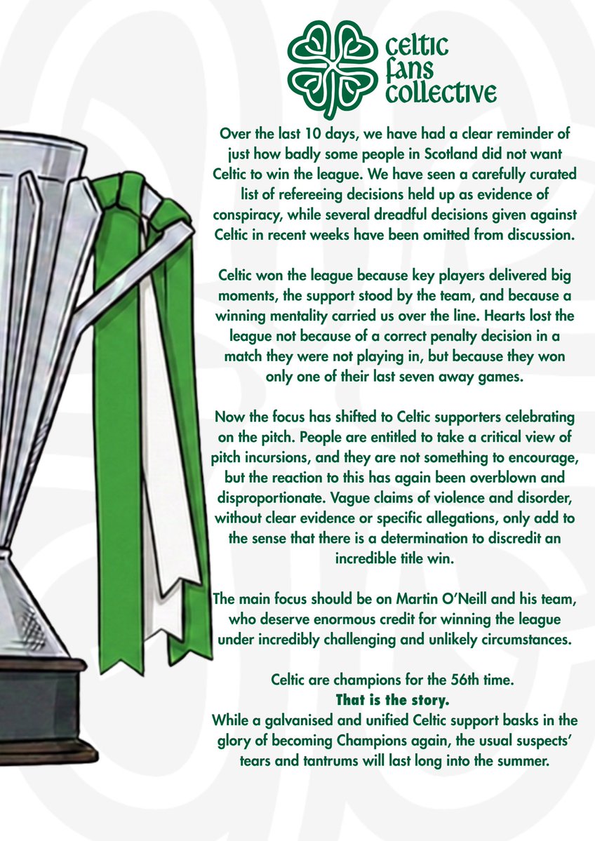 Celtic Fans Collective Statement 
