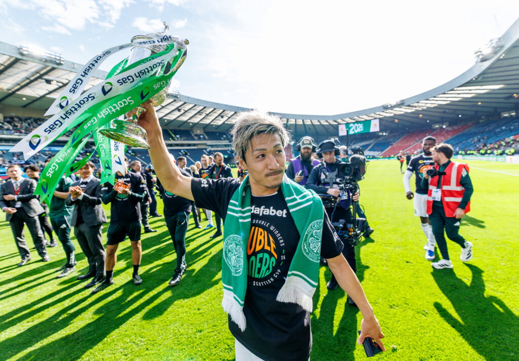 Daizen Maeda with the Scottish Cup.