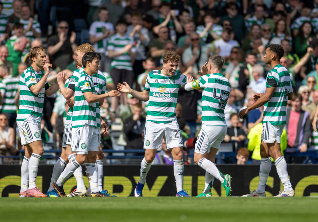 Arne Engels of Celtic celebrates
