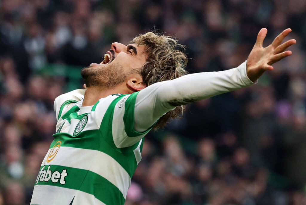 Jota of Celtic celebrates
