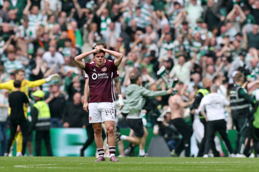Craig Halkett admits Celtic title heartbreak still hurts badly Cameron Devlin of Hearts reacts