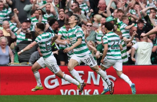 Daizen Maeda of Celtic celebrates