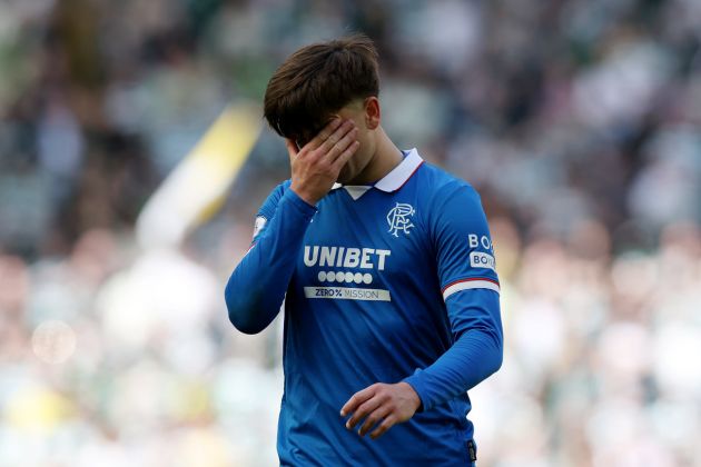 Mikey Moore of the Rangers looks dejected
