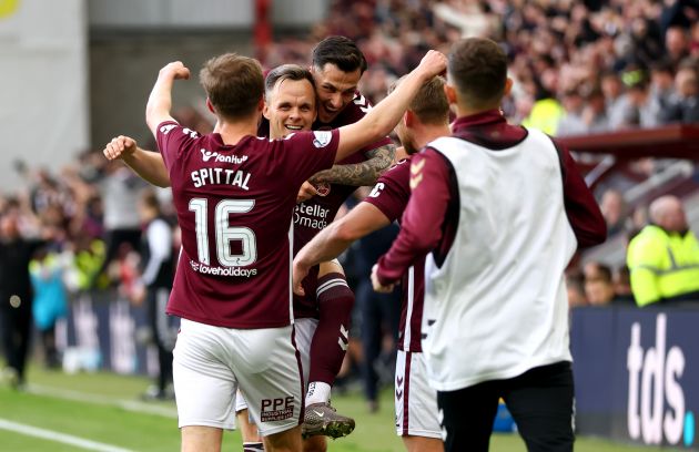 Lawrence Shankland of Hearts celebrates