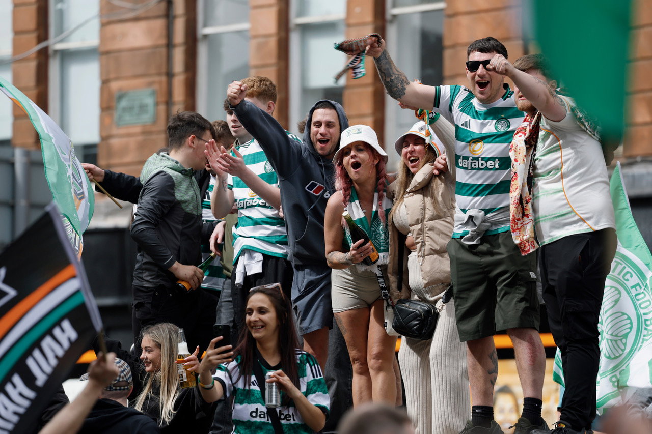 Celtic fans in Trongate  16 May 2026. 
