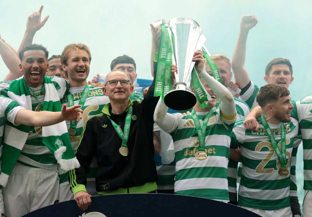 Devastating SFA Statement – with video evidence – destroys Hearts’ argument Martin O'Neill celebrating title victory.
