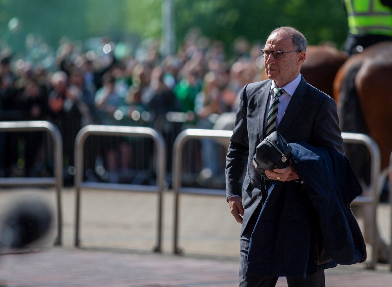 Martin O'Neill arrives at Celtic Park for the 2026 title showdown