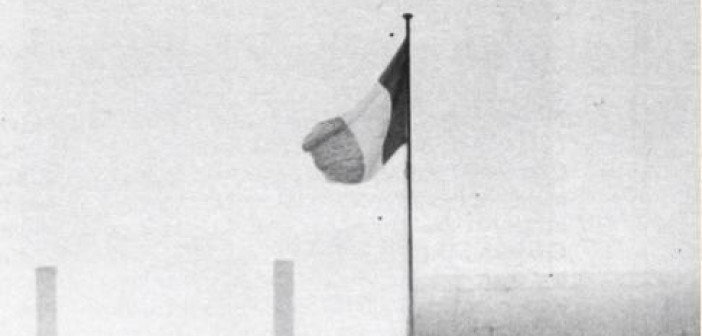 The Irish tricolour flying at Celtic Park in 1953