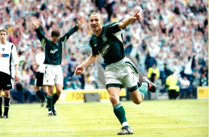 Henrik Larsson celebrates