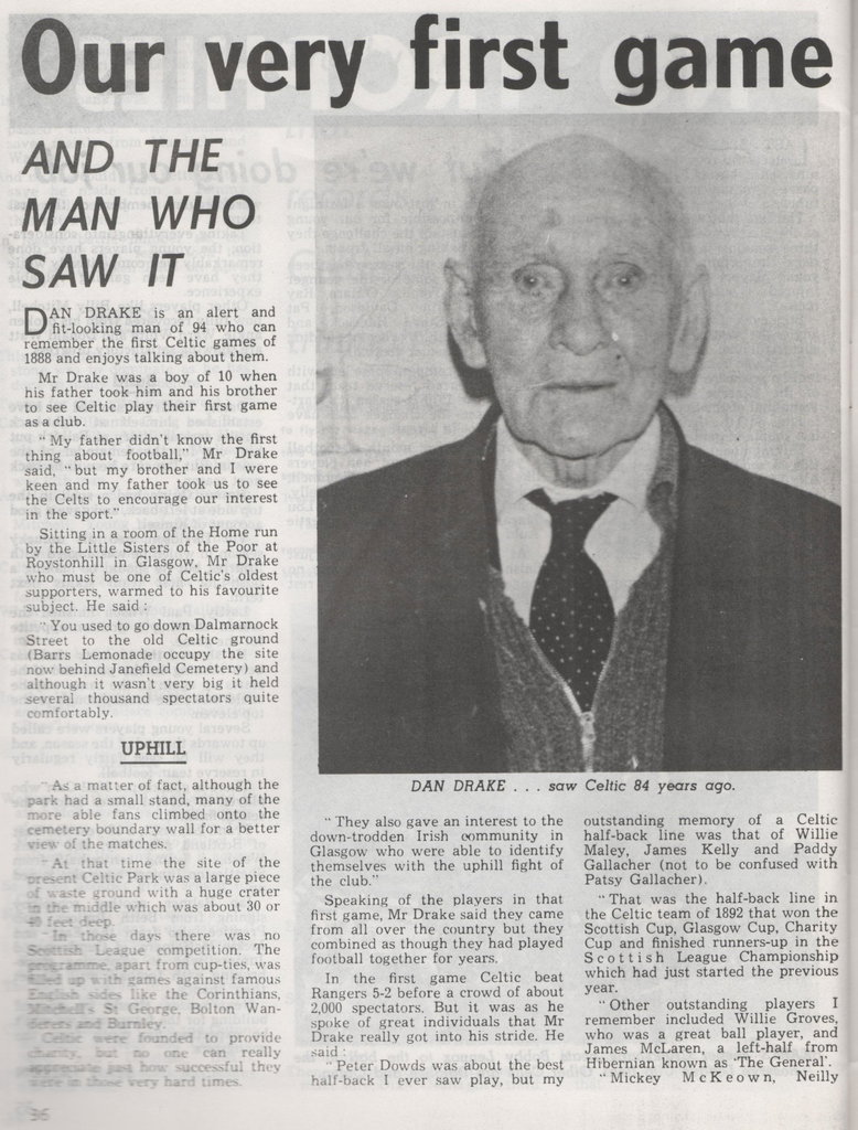 An eye witness account of Celtic's first ever game