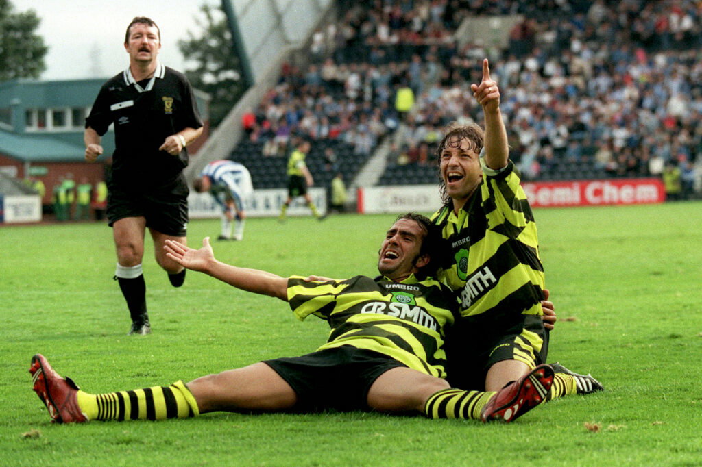 Jorge Cadete and Paulo Di Canio of Celtic