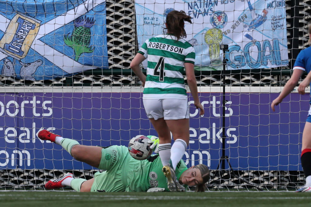 Celtic FC Women goalkeeper Lisa Rodgers in action.