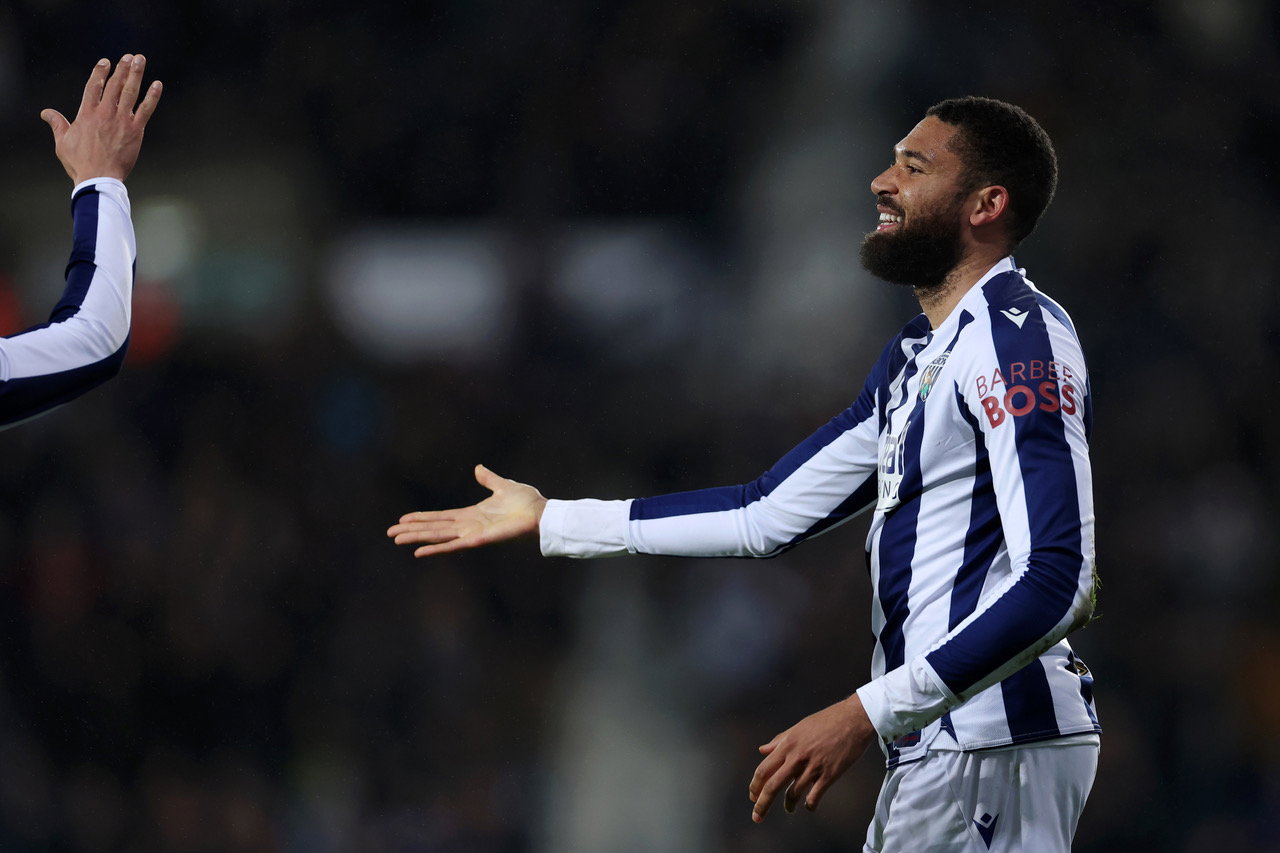 George Campbell of West Bromwich Albion celebrates scoring 