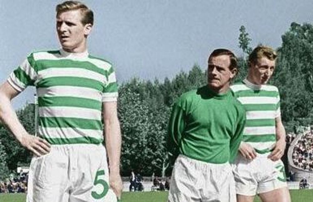 Billy McNeill, Ronnie Simpson and Tommy Gemmell in the Celtic line-up ahead of the European Cup Final against Inter Milan in Lisbon on 25 May 1967