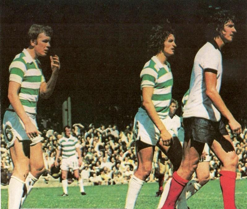 Johannes Edvaldsson and Roddie MacDonald of Celtic. 