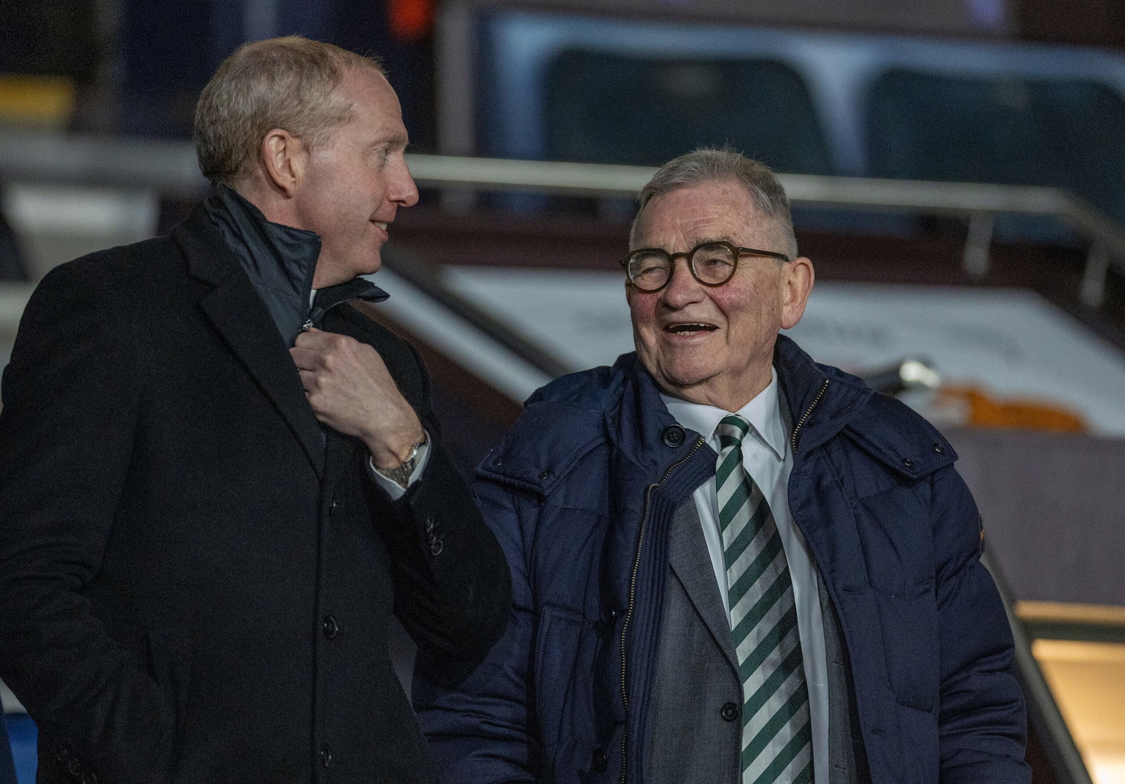  Michael Nicholson speaks to interim chairman Brian Wilson.