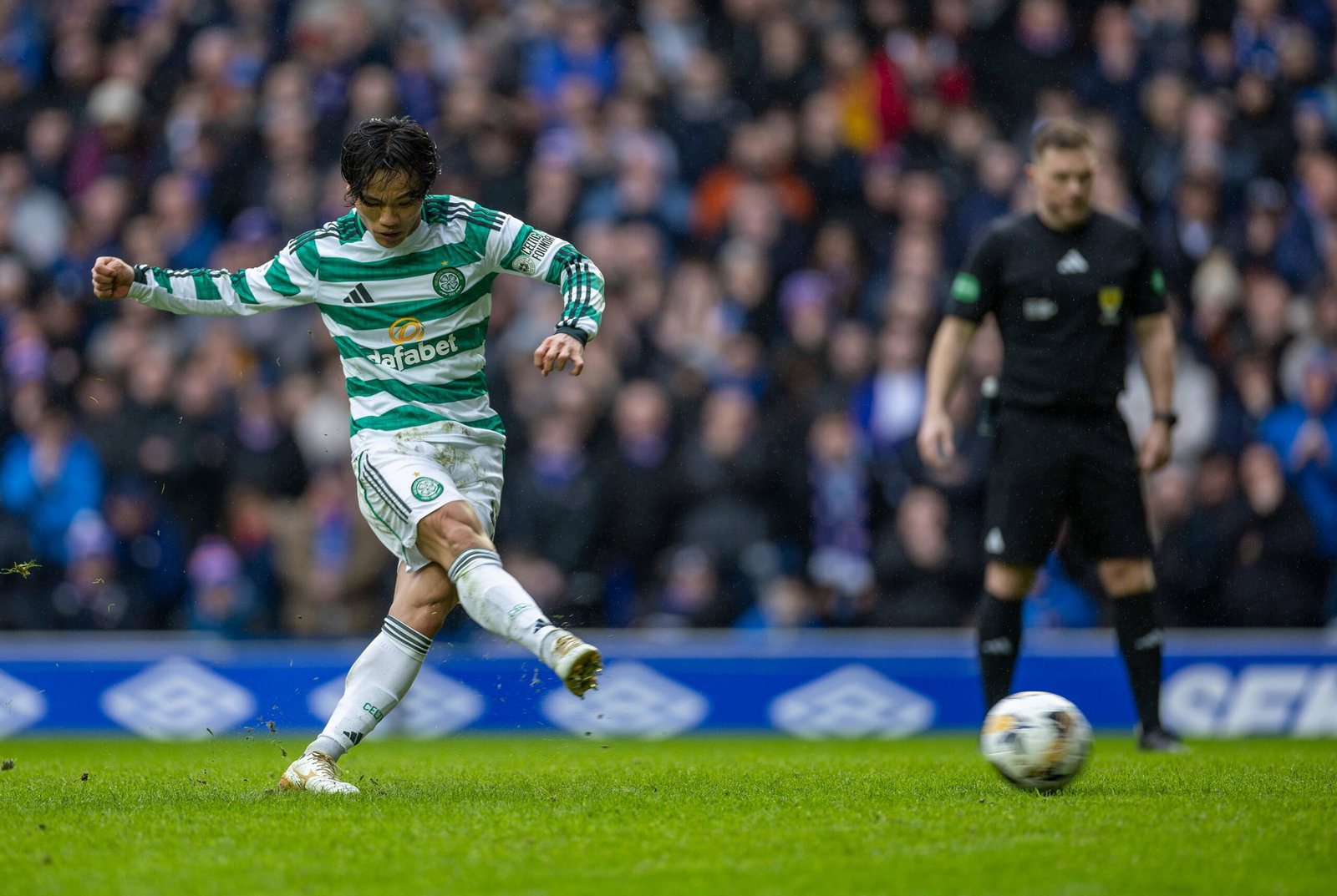 Reo Hatate at Ibrox.
