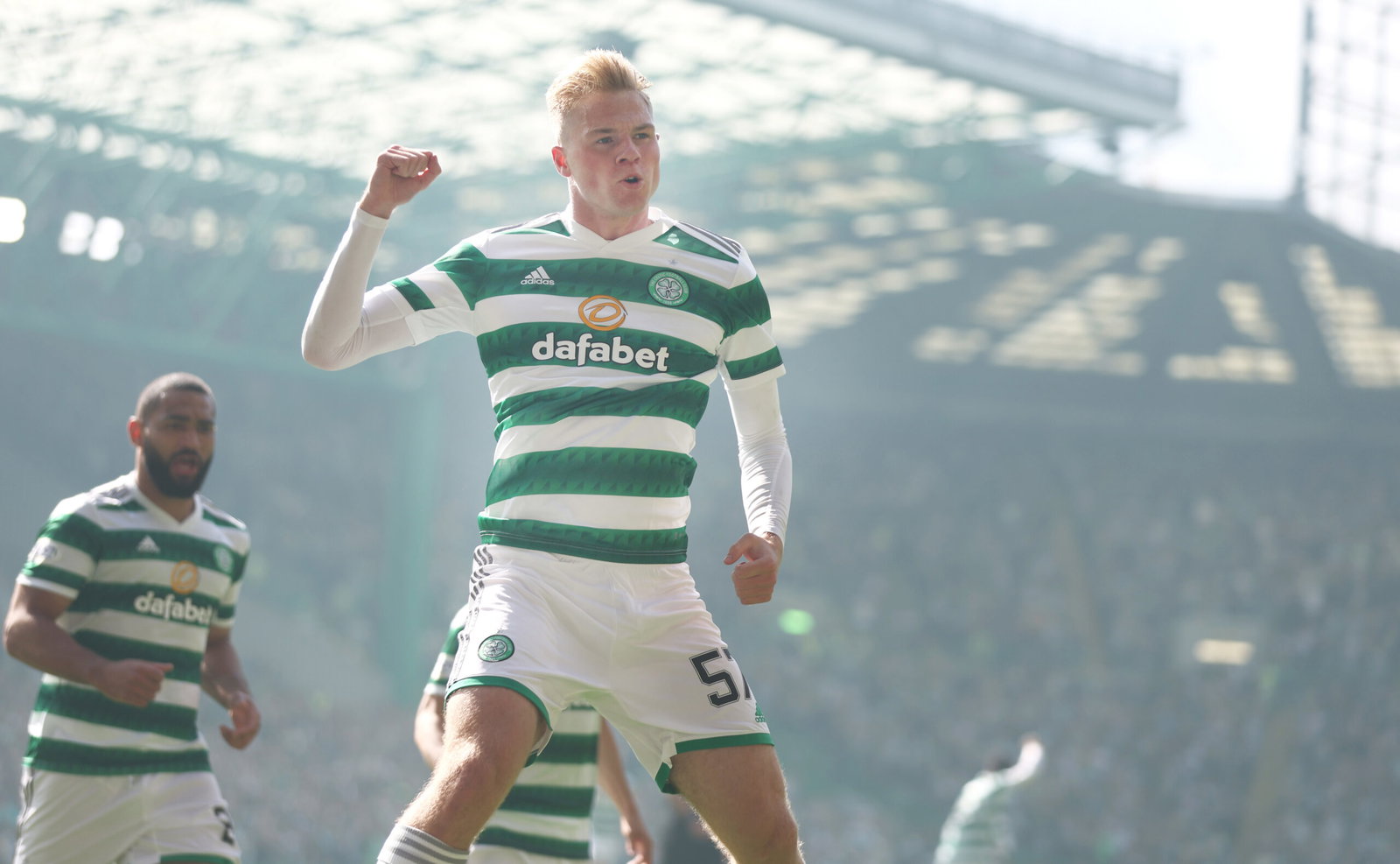 Stephen Welsh of Celtic celebrates