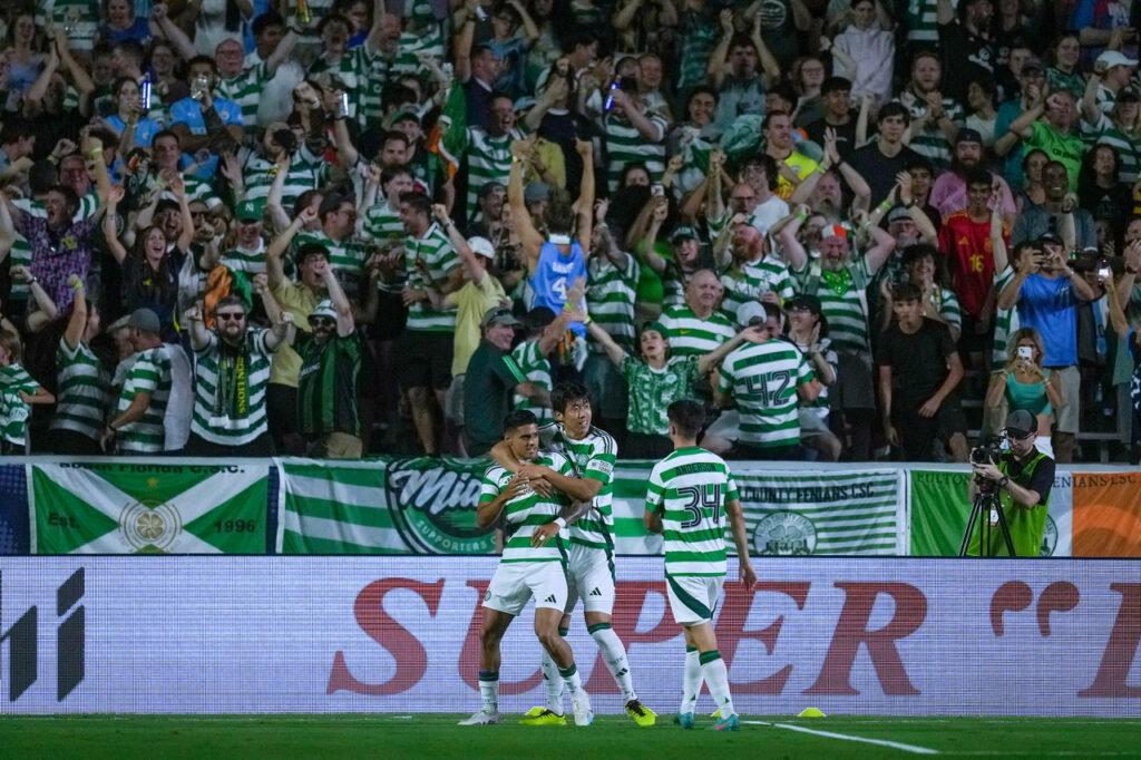 Luis Palma of Celtic celebrates