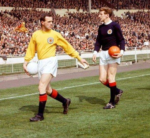 Ronnie Simpson and Tommy Gemmell at Wembley in April 1967. Scotland won 3-2 against the reigning World Champions England. 