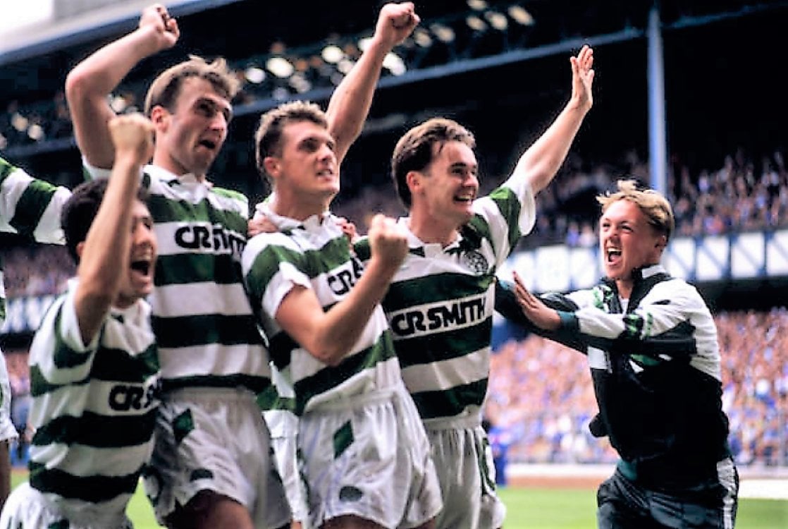 Derek Whyte celebrates at Ibrox 