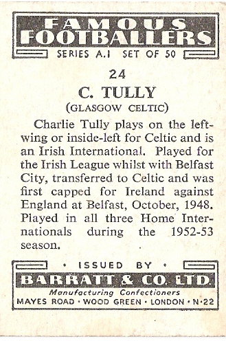 Charlie Tully, Celtic FC. 