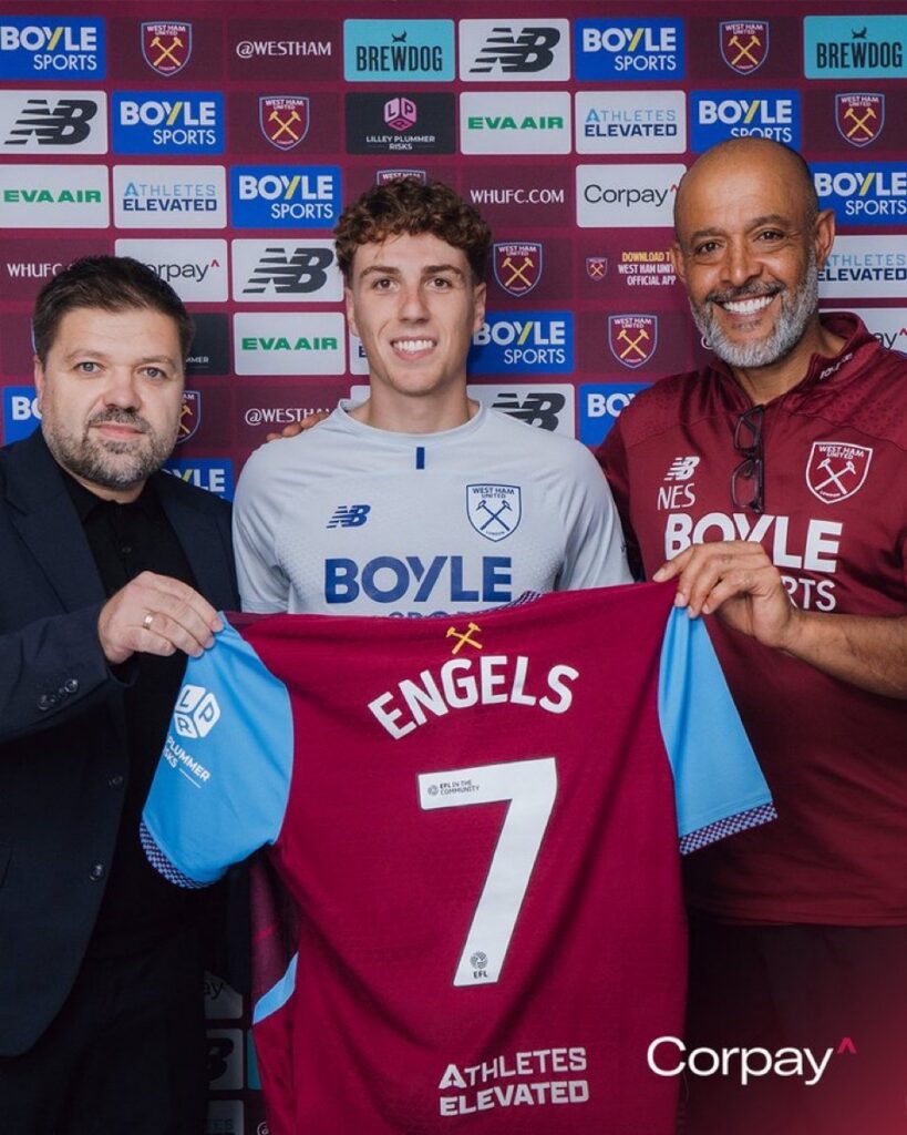 Arne Engels is unveiled as a West Ham player