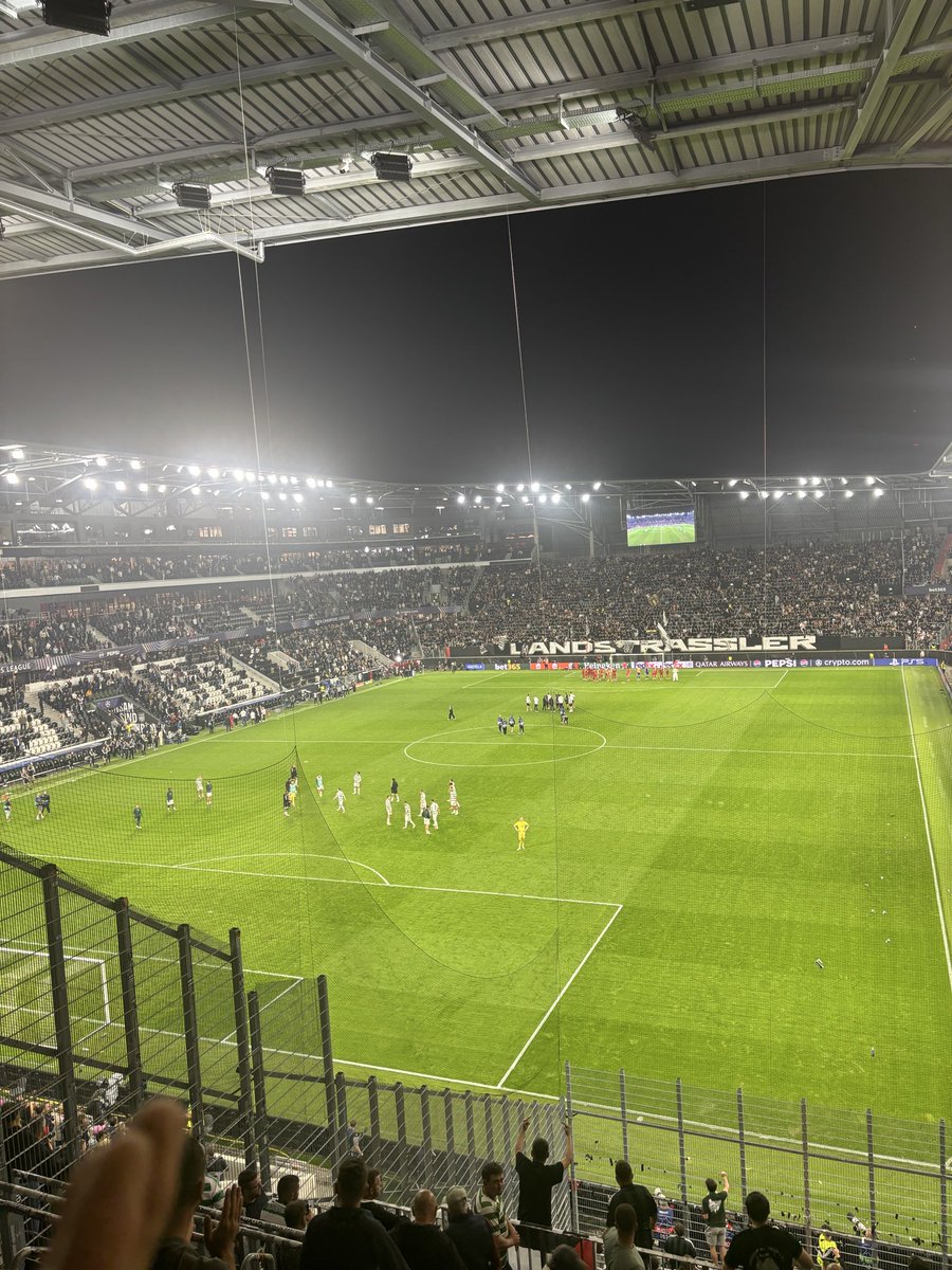 LASK v Celtic , full-time view from the Celtic end. 