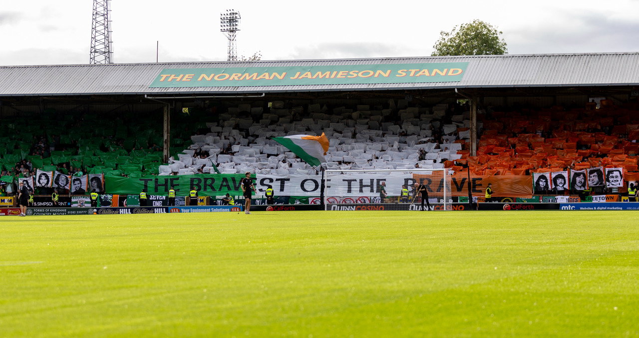 Celtic supporters at Tannadice.