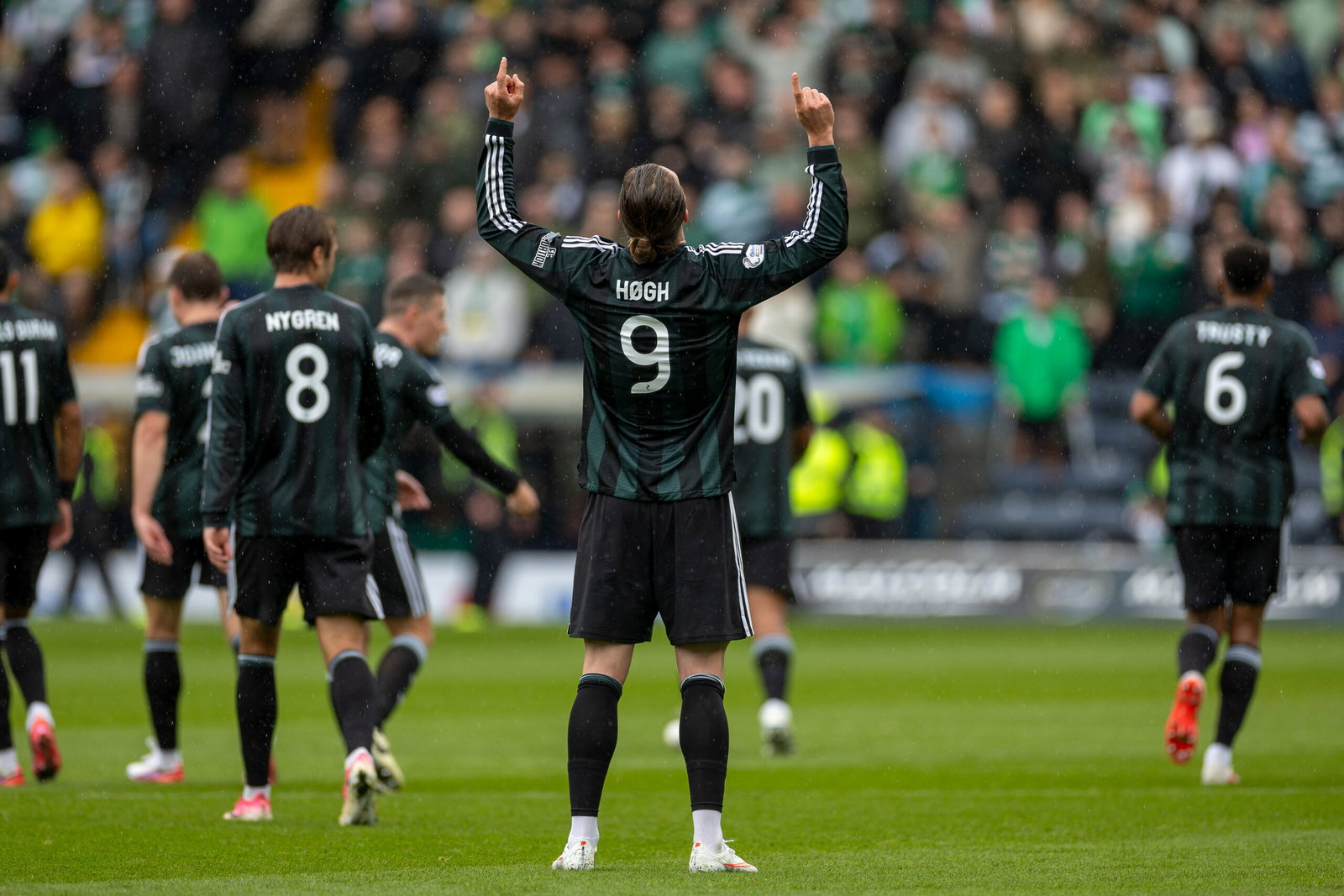 Kasper Hogh of Celtic celebrates his second goal