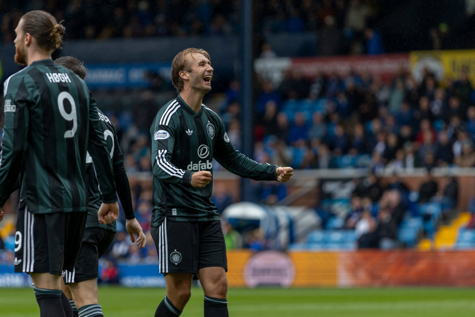 Benjamin Nygren of Celtic celebrates