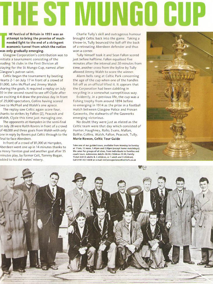 Celtic and the St Mungo Cup, 1951