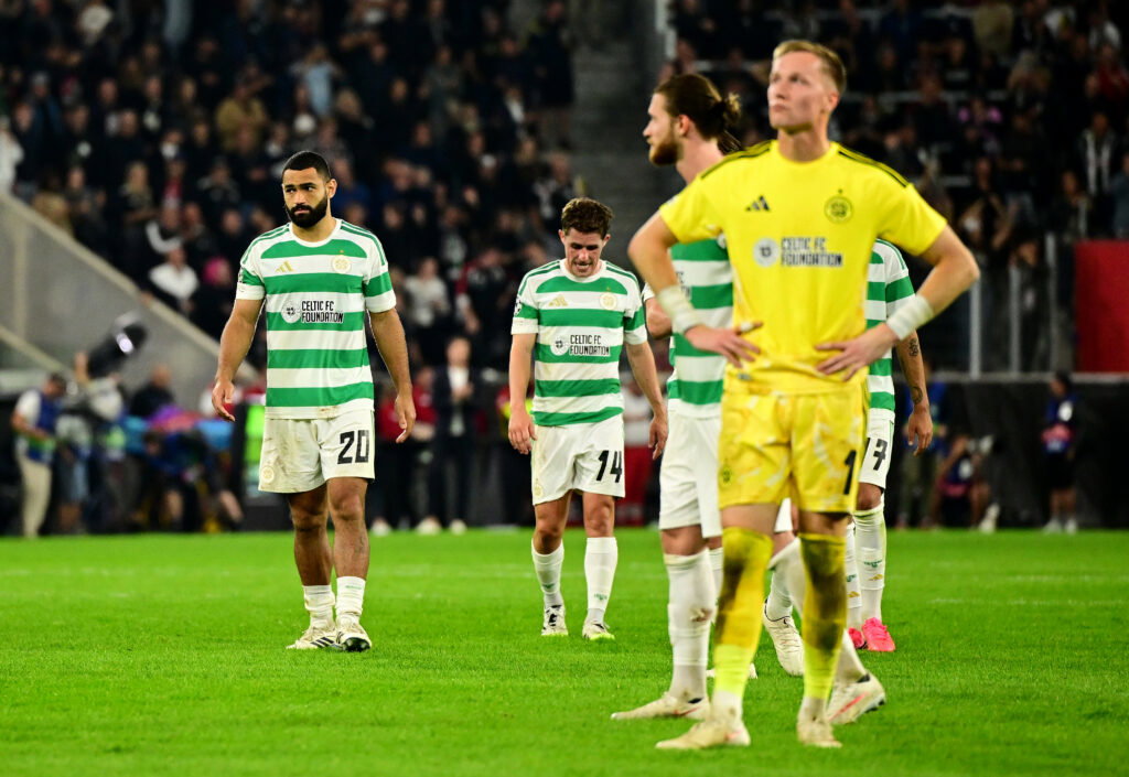 Gineitis and Sigur doubts, Brian Wilson’s broken promises, Ross Desmond rumour Dejected Celtic players in Linz