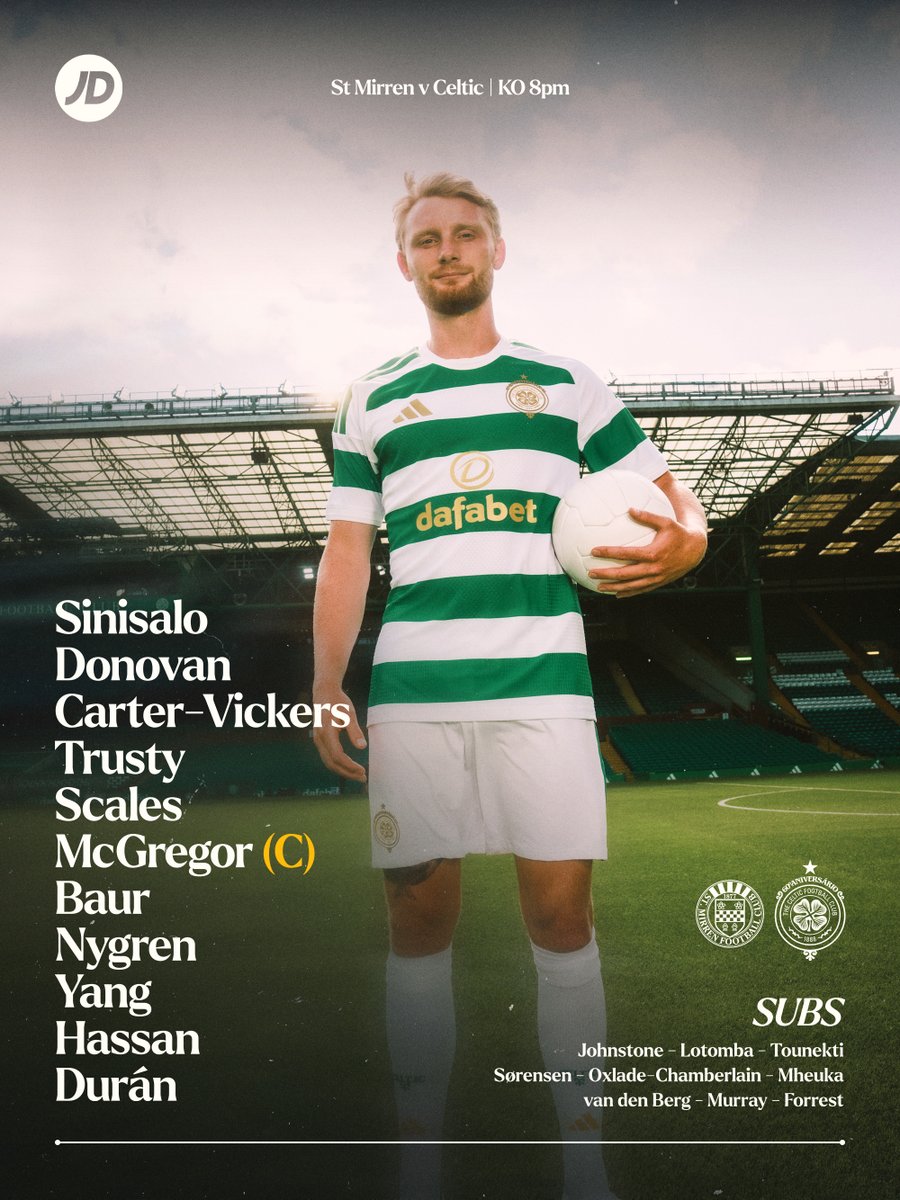 Celtic Team to play St Mirren