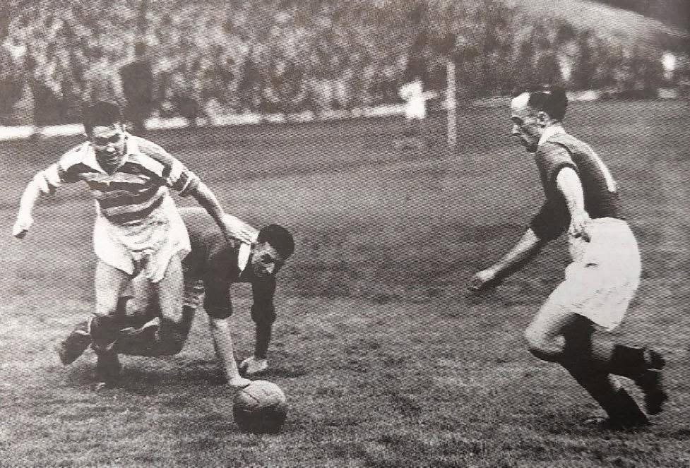 Bobby Collins of Celtic FC in action against Rangers 