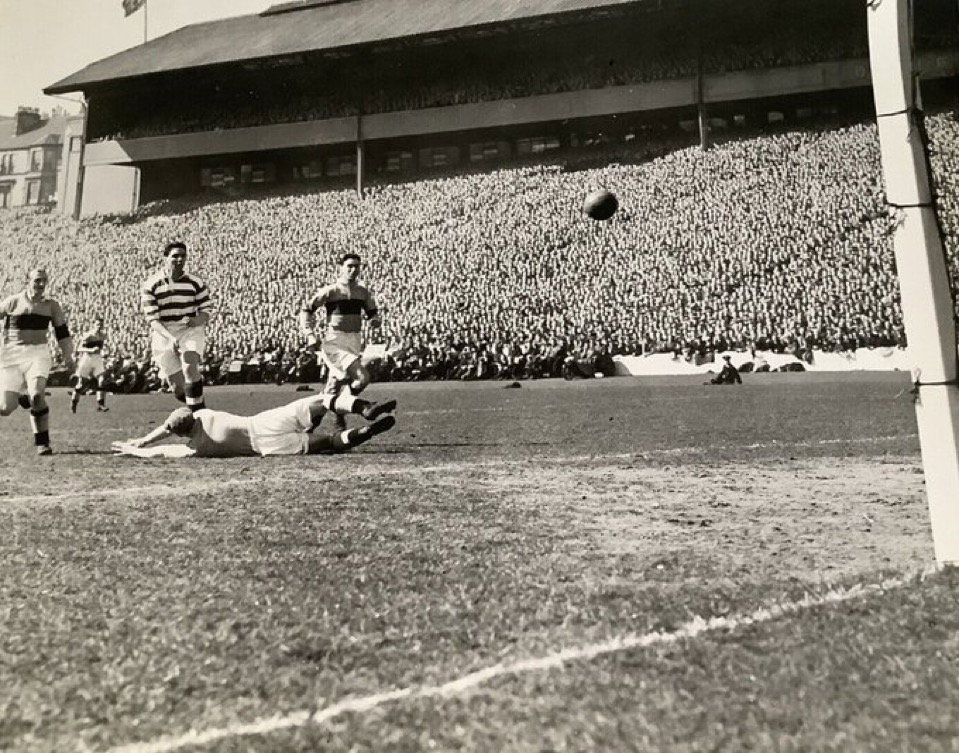April 1951. John McPhail wins the Scottish Cup for Celtic.
