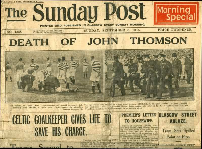 Sunday Post covering the John Thomson tragedy at Ibrox