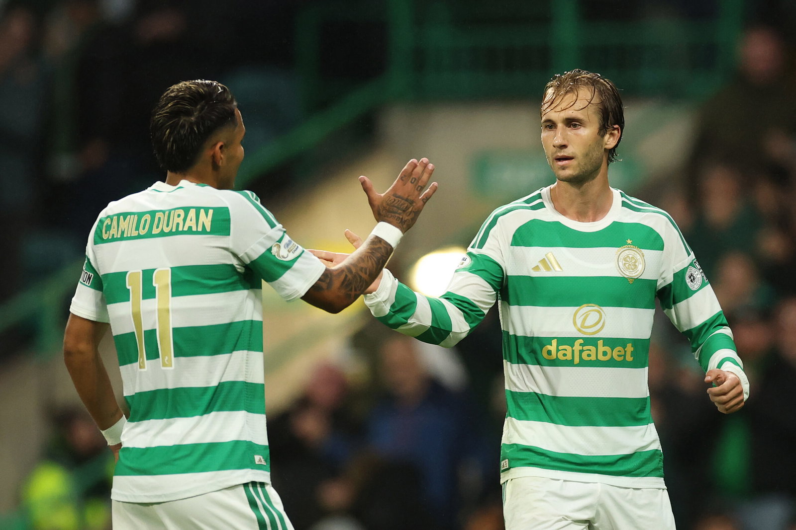 Benjamin Nygren of Celtic celebrates 