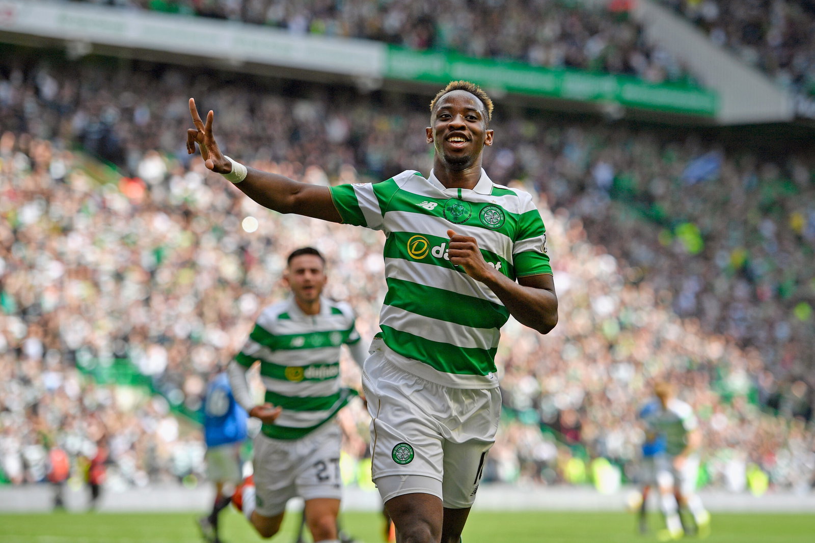 Moussa Dembelle of Celtic celebrates