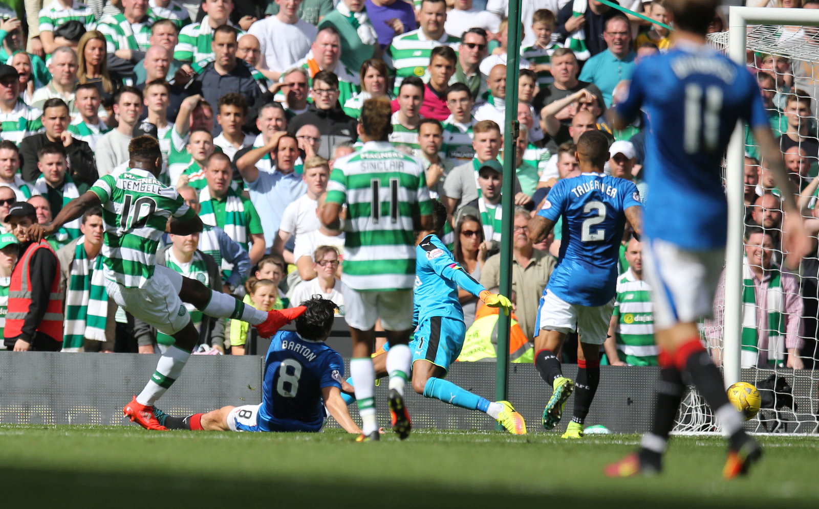 Moussa Dembele of Celtic scores 