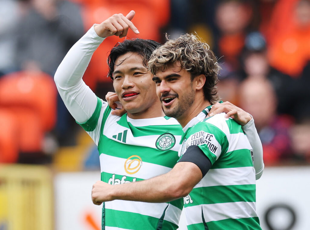 Jota of Celtic celebrates