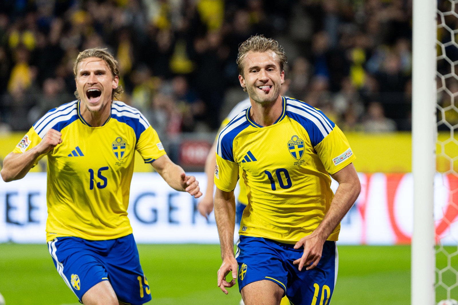 Benjamin Nygren of Sweden celebrates