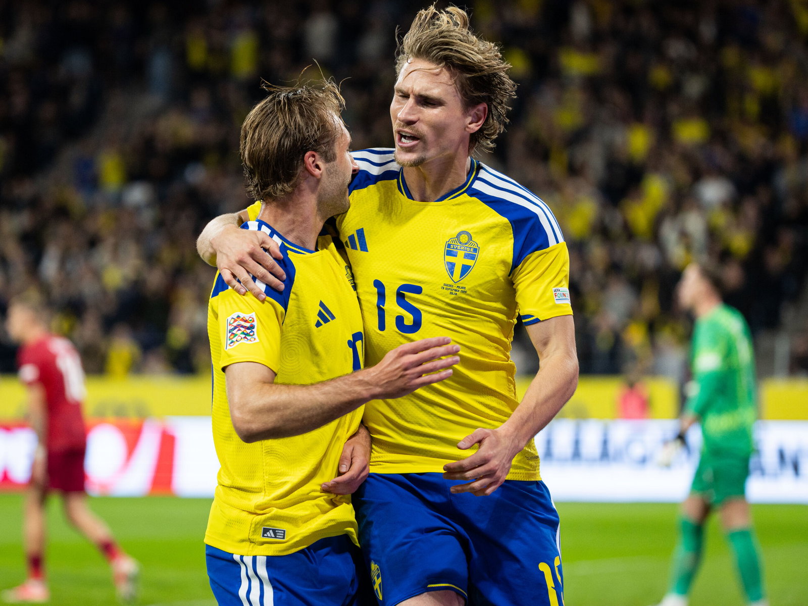 Benjamin Nygren of Sweden celebrates 