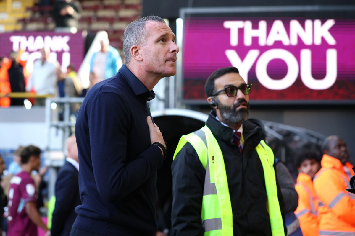Burnley manager Nicky Hayen reacts to the fans following defeat during the Championship match between Burnley and Bristol City at Turf Moor on September 05, 2026